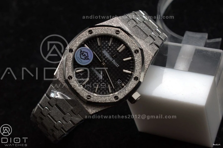 SS APSF Edition 1:1 15454 Dial Royal SA3120 Oak Super Best Bracelet Clone 37mm Textured Frosted SS On Black 0120
